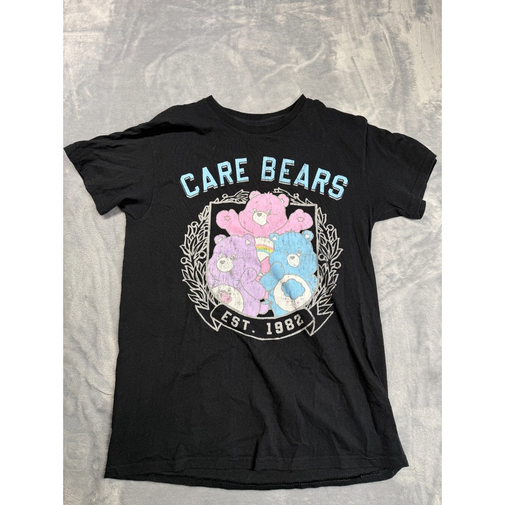 Care Bears Graphic T Shirt Womens Black Short Sleeve Crew Neck Retro Size M